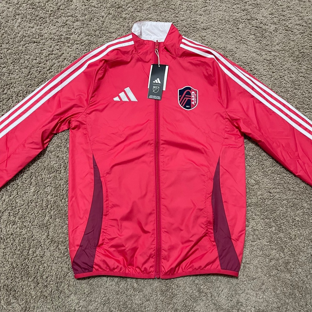 St Louis City SC Anthem Jacket Mens XS City Red Adidas‎ Reversible Full Zip MLS